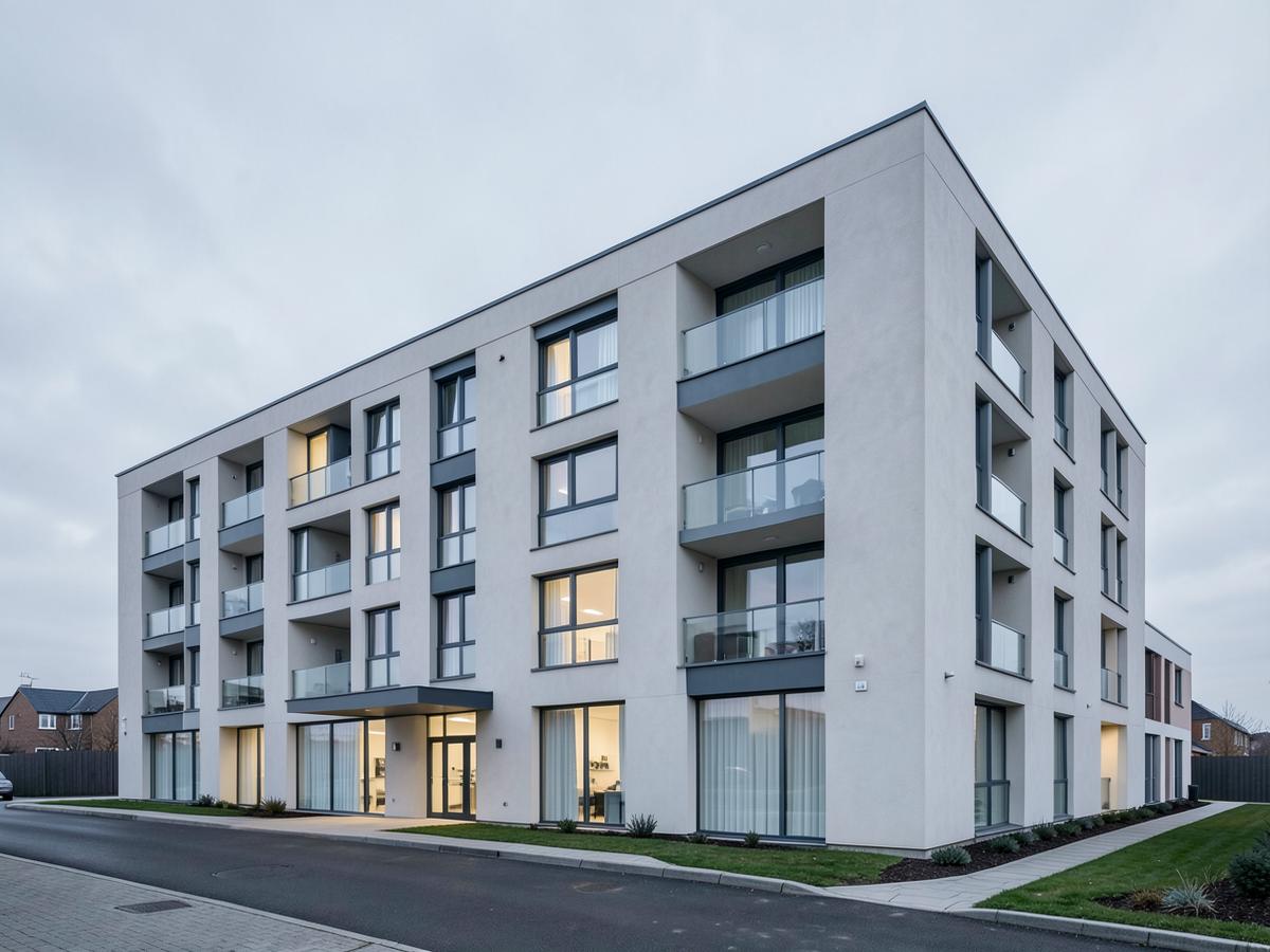 Neubau eines Mehrfamilienhauses mit klarer Fassadengliederung